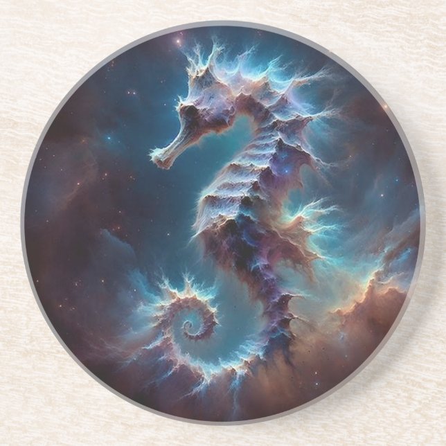 Space Nebula Seahorse  Coaster (Front)