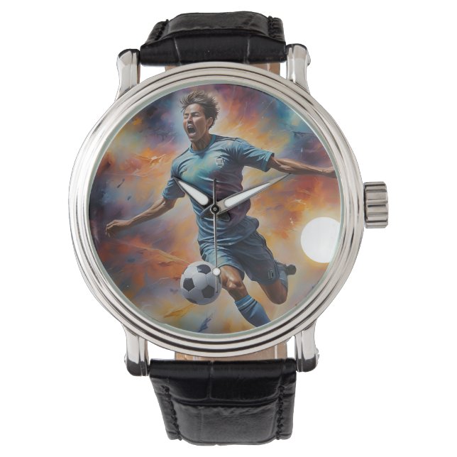 Space Nebula Soccer Shot Watch (Front)