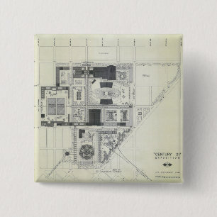 Space Needle Aerial Concept Drawing 15 Cm Square Badge