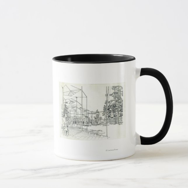 Space Needle Aerial Concept Drawing 3 Mug (Right)