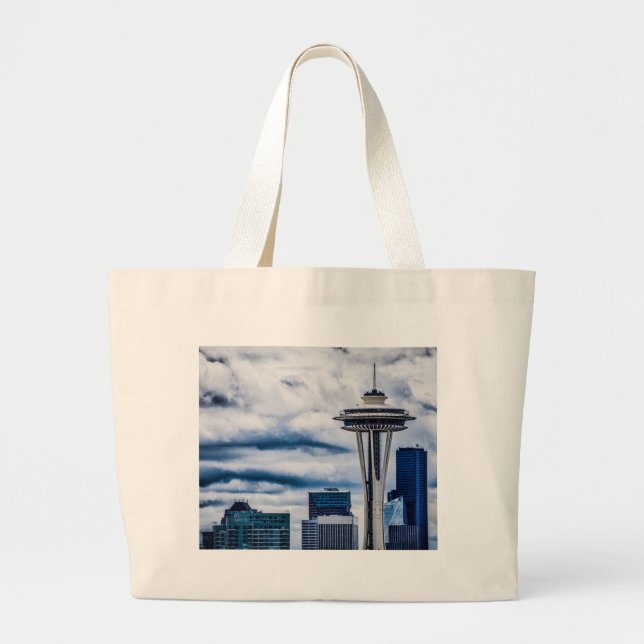 space needle seattle washington large tote bag (Front)
