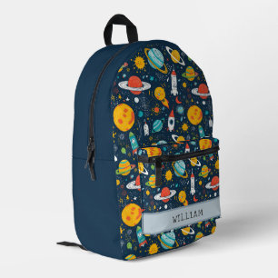 Space Object and Rockets Kids Back To School Printed Backpack