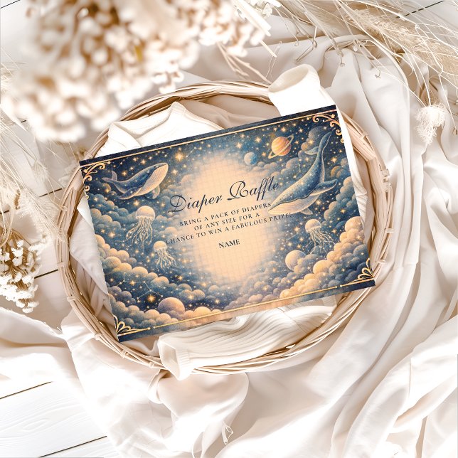 Space Ocean Whales Baby Shower Diapper Raffle Enclosure Card (Creator Uploaded)