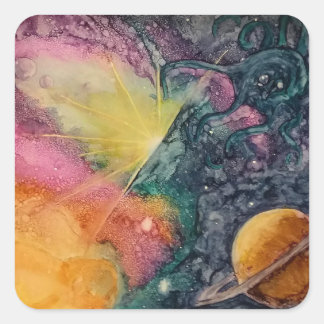 Space Octopi 2 Square Sticker
