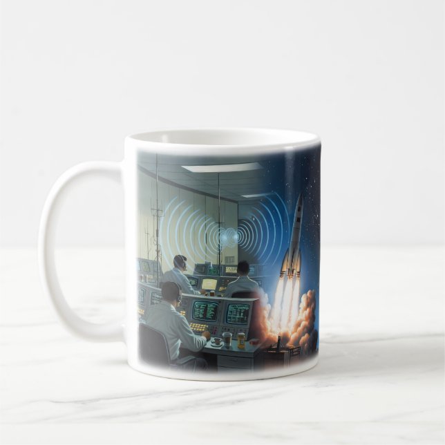 Space Oddity Rocket Launch Starfield Mug (Left)