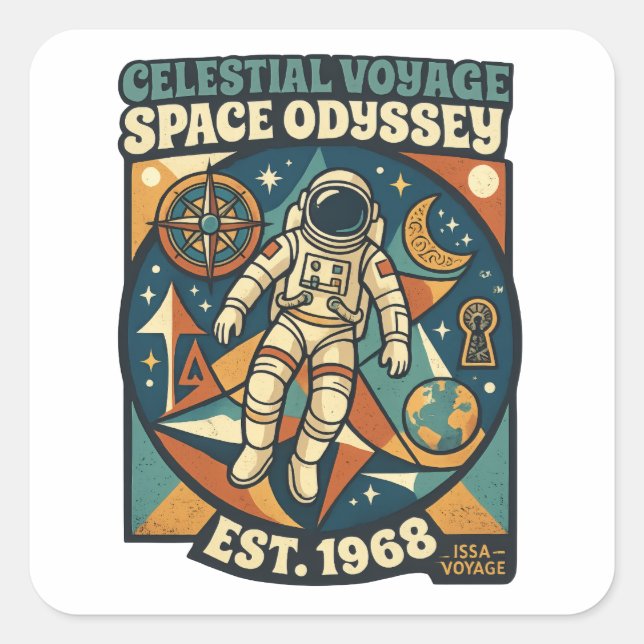 Space Odyssey – Cosmic Adventure for Space Lovers Square Sticker (Front)