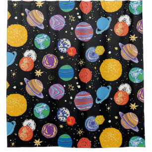 Space Odyssey: Planetary Pattern Shower Curtain