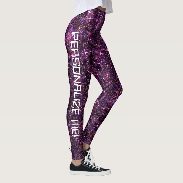 Space Opera Purple Galaxy Glitter CUSTOM Leggings (Right)
