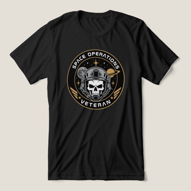 Space Operations Veteran Tactical Skull Tri-Blend Shirt (Design Front)