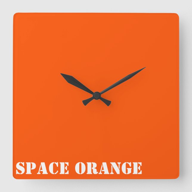 Space orange square wall clock (Front)