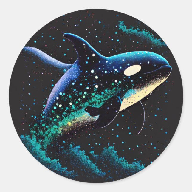Space Orca Classic Round Sticker (Front)