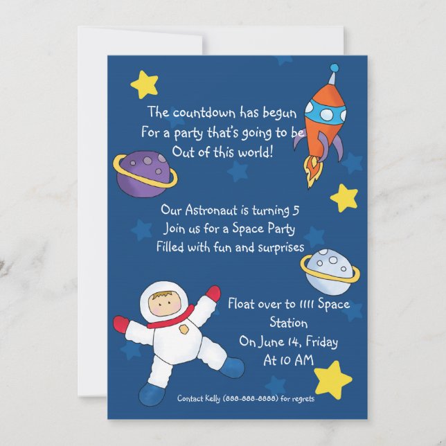 Space out birthday invitations (Front)