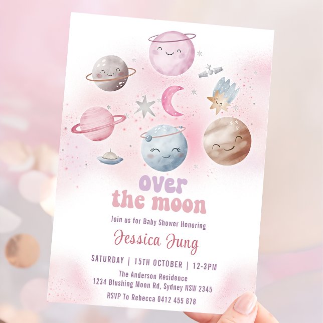 Space Over The Moon Baby Shower Party   Invitation (Creator Uploaded)