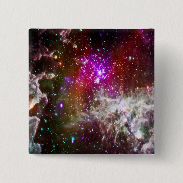 Space - Pacman Nebula 15 Cm Square Badge (Front)