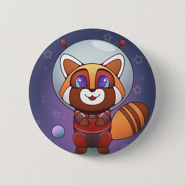 Space Panda Chippy! 6 Cm Round Badge (Front)