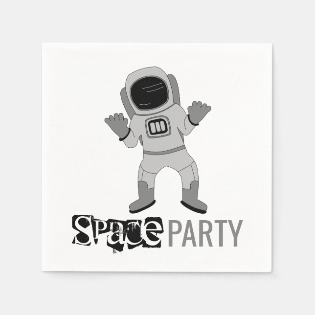 Space Party Astronaut, Birthday Napkin (Front)