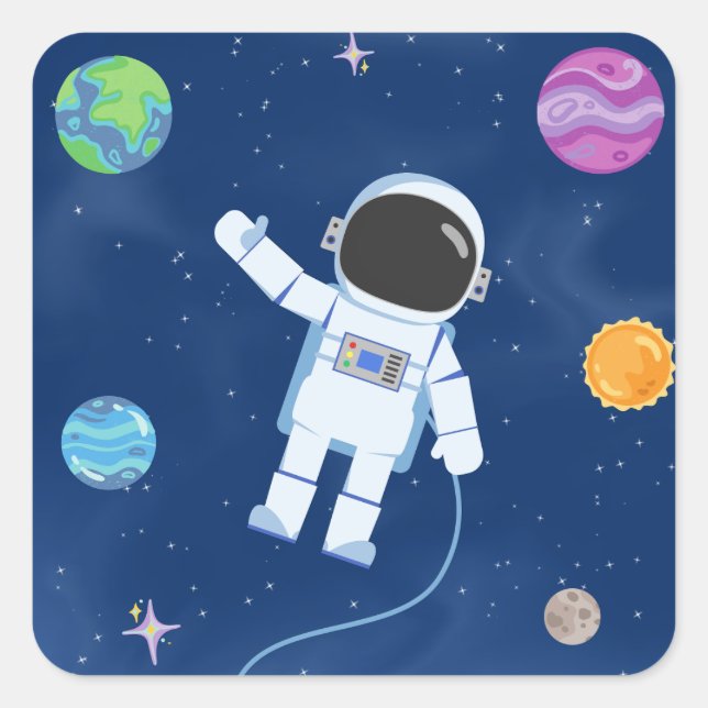 Space Party Collection! Square Sticker (Front)