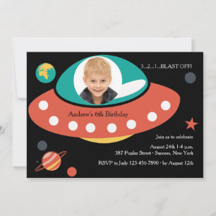 Space Party Photo Invitation