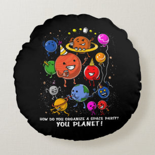 Space Party Planet Astronomy Cosmic Galaxy Round Cushion