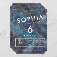 Space Party Watercolor Personalised Kids Birthday