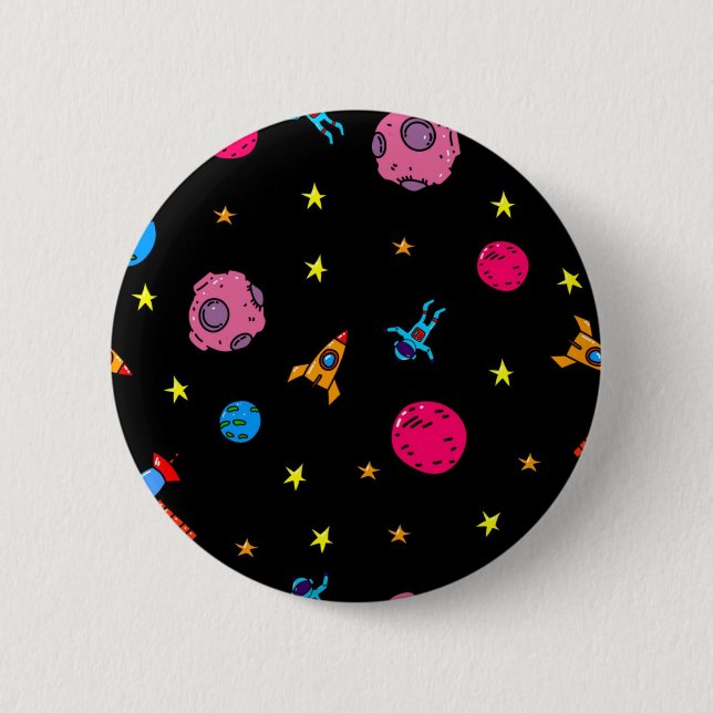 Space pattern 6 cm round badge (Front)