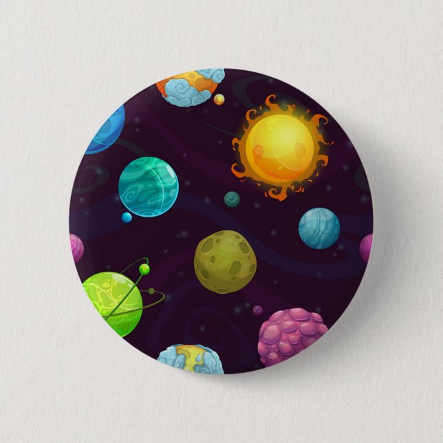 Space pattern 6 cm round badge (Front)