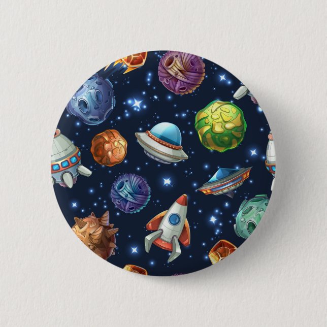 Space pattern 6 cm round badge (Front)