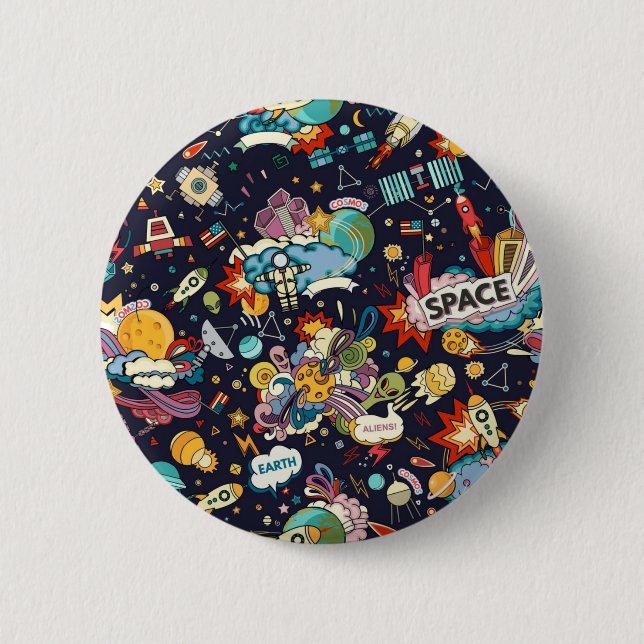 Space pattern 6 cm round badge (Front)