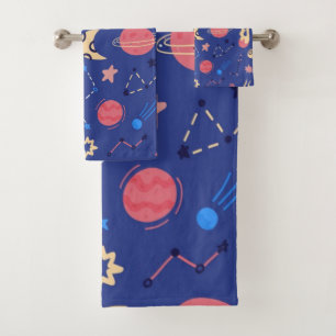 Space pattern bath towel set
