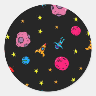 Space pattern classic round sticker