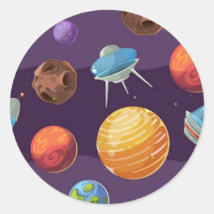 Space pattern classic round sticker