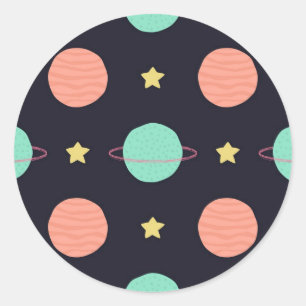 Space pattern classic round sticker