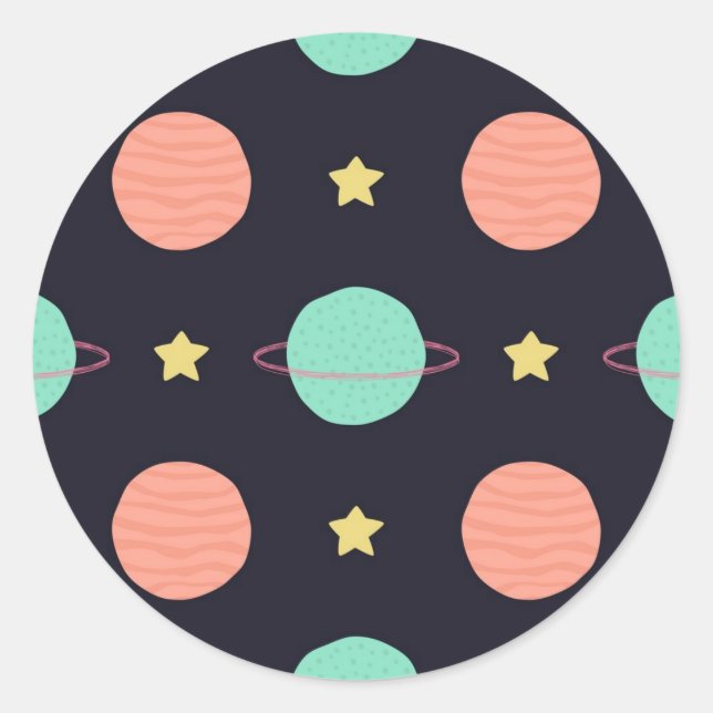 Space pattern classic round sticker (Front)