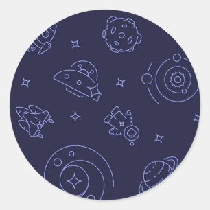 Space pattern classic round sticker