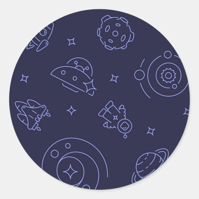 Space pattern classic round sticker (Front)