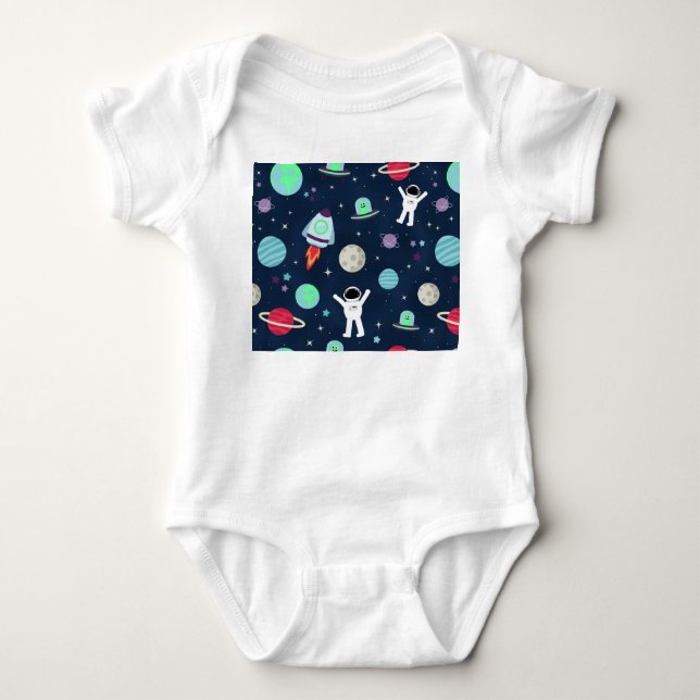 Space Pattern illustration Baby Bodysuit (Front)