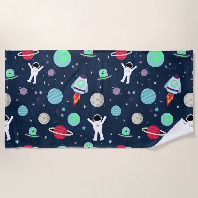 Space Pattern illustration Beach Towel (Front)