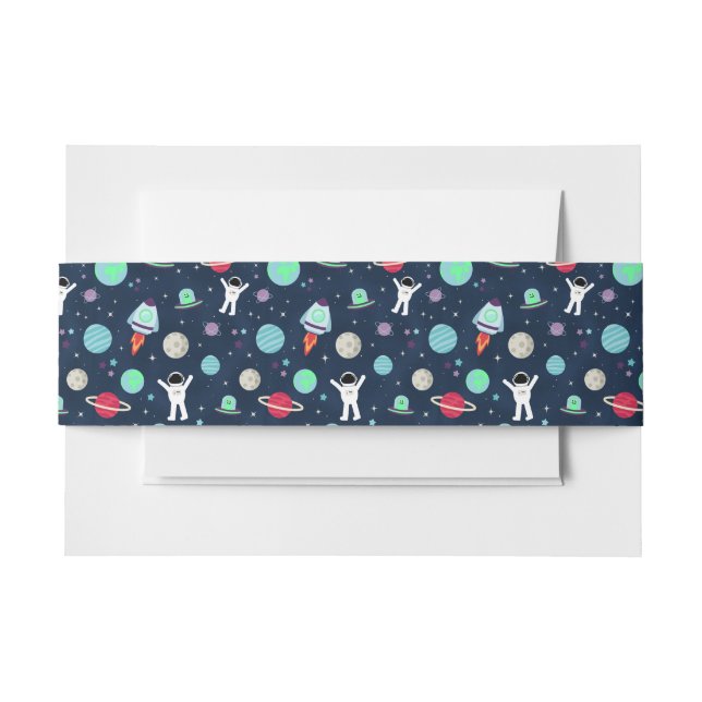 Space Pattern illustration Invitation Belly Band (Front Example)