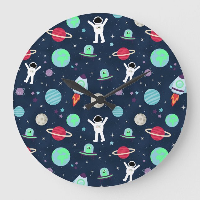 Space Pattern illustration Large Clock (Front)