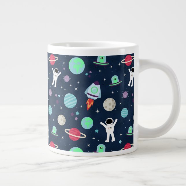 Space Pattern illustration Large Coffee Mug (Right)