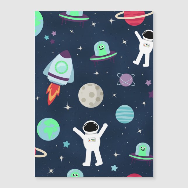 Space Pattern illustration Magnetic Invitation (Front)