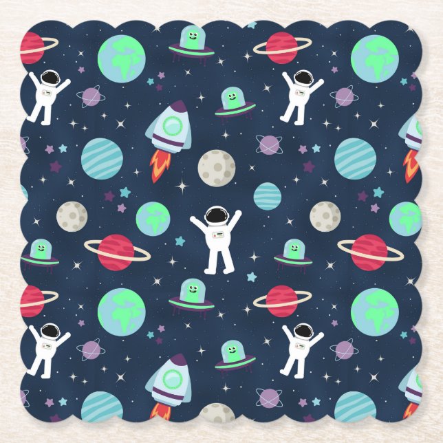 Space Pattern illustration Paper Coaster (Front)