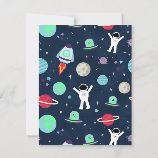 Space Pattern illustration Save The Date (Front)