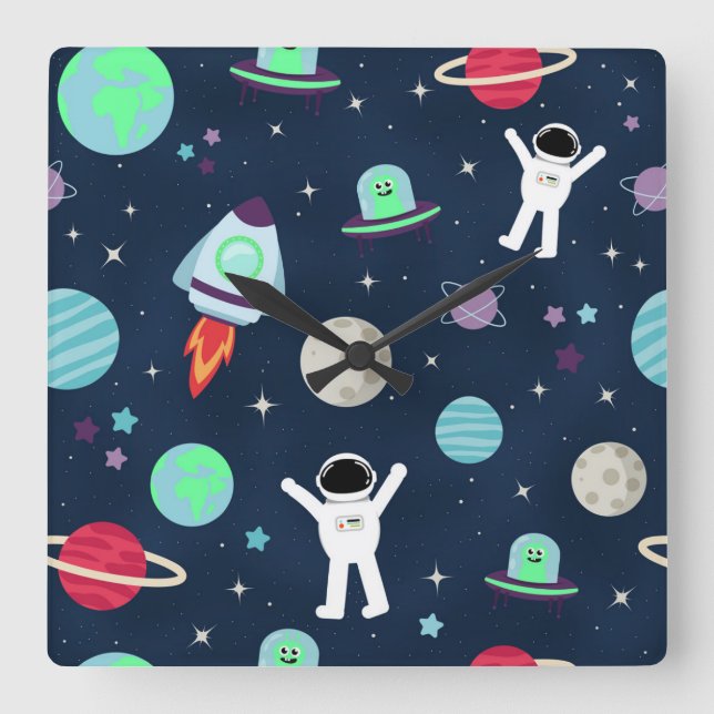 Space Pattern illustration Square Wall Clock (Front)