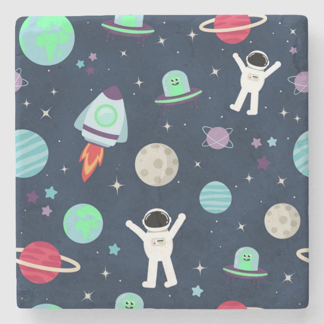 Space Pattern illustration Stone Coaster (Front)