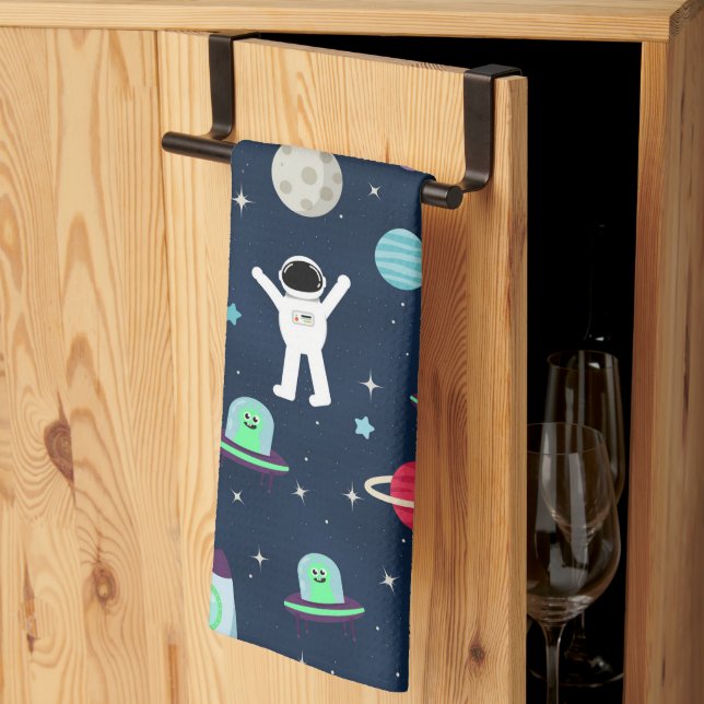 Space Pattern illustration Tea Towel (Thirds Fold)