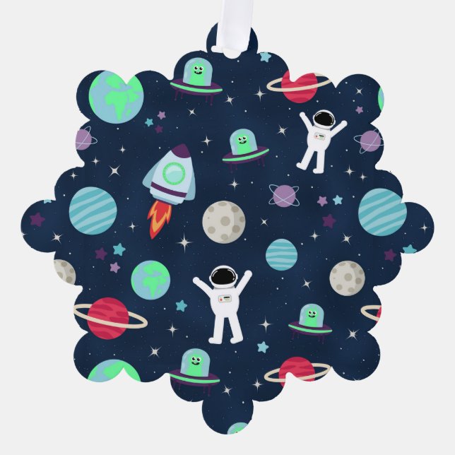 Space Pattern illustration Tree Decoration Card (Front)