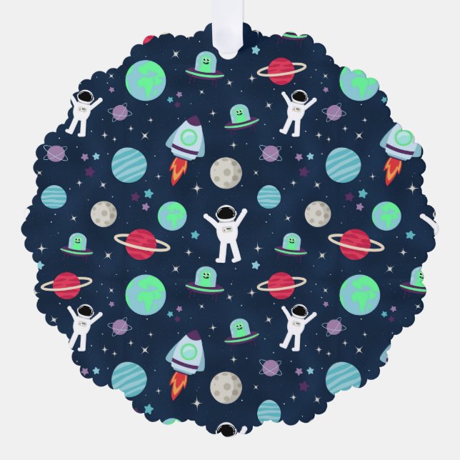 Space Pattern illustration Tree Decoration Card (Front)