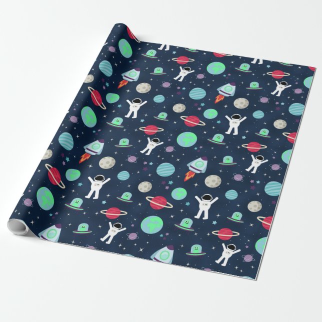 Space Pattern illustration Wrapping Paper (Unrolled)