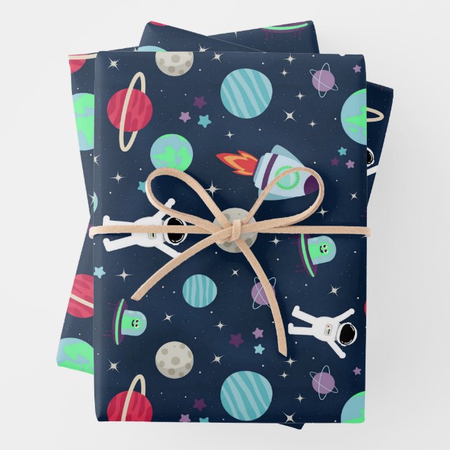 Space Pattern illustration Wrapping Paper Sheet (In situ)